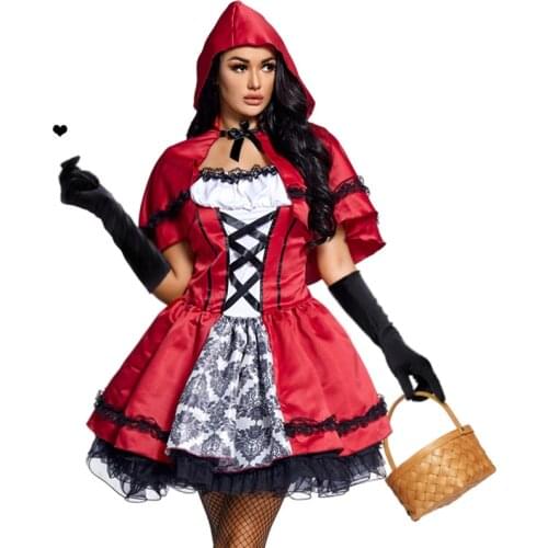 Little Red Riding Hood Halloween Costume For Women Dress Adult Carnival Festival Performance Clothing Cosplay Funny Party Dress
