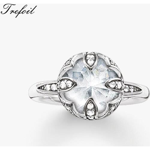 Silver Cubic Zirconia Lotus Flower Ring,925 Sterling Silver Pave Fashion Jewelry Trendy Anillos Mujer Gift For Women 2018 New