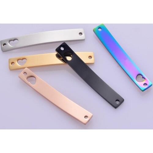 10 pcs Unisex Blank Tags Stainless Steel ID Heart Bracelet Jewelry Makings Dog Tag Makings