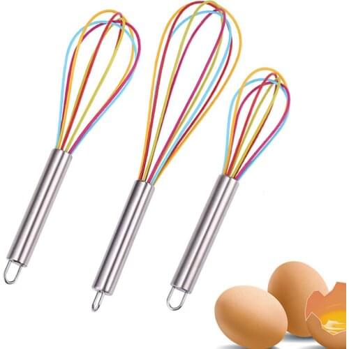 1PCs Drink Whisk Mixer Egg Beater Silicone Egg Beaters Hand Egg Mixer Cooking Foamer Wisk Cook Blender Kitchen Tools
