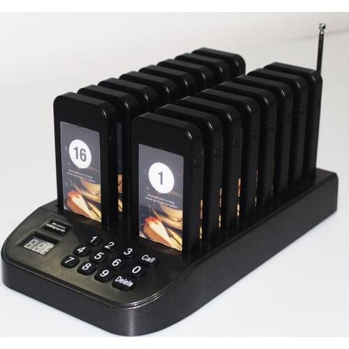 16 Coaster Pagers 1 Keypad Transmitter Wireless Calling System for Servers for Restaurant Church