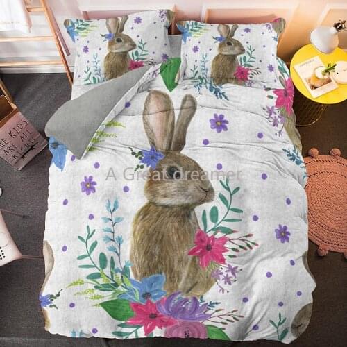 Easter Rabbit Egg Duvet Cover Sets Cartoon Bedding Set Cute Comforter Covers With Pillowcase 2/3PCS Bedclothes For Kids