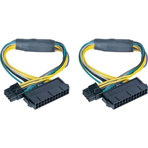 2 PCS 24 Pin to 8 Pin ATX PSU Power Supply Adapter Cable for DELL Optiplex 3020 7020 9020 Precision T1700 12-Inch(30cm)
