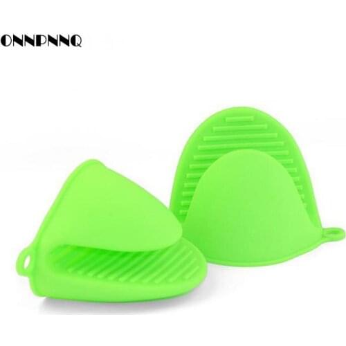 2pcs Kitchen Colorful Silicone Gloves Thick Heat Resistant Silicone Oven Glove Non-slip Microwave Gloves Kitchen Heat Resistant