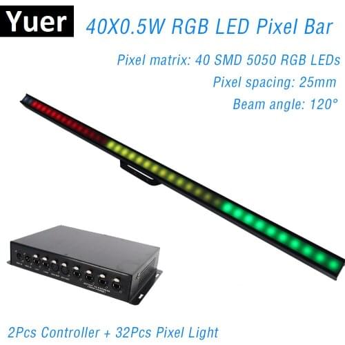 32Pcs With 2Pcs Controller 40X0.5W RGB LED Pixel tube Wall Washer DMX Bar Light Individual Control Stage Light Dj Bar Light Club