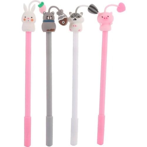 40 pcs/lot Hamster Rabbit Pig Cat Gel Pen Cute Office Stationery School Water Gel Ink Pen black ink Signature Pen escolar