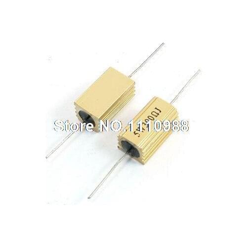 5% 5W 300 Ohm Wirewound Aluminum Housed Resistor Gold Tone 2Pcs