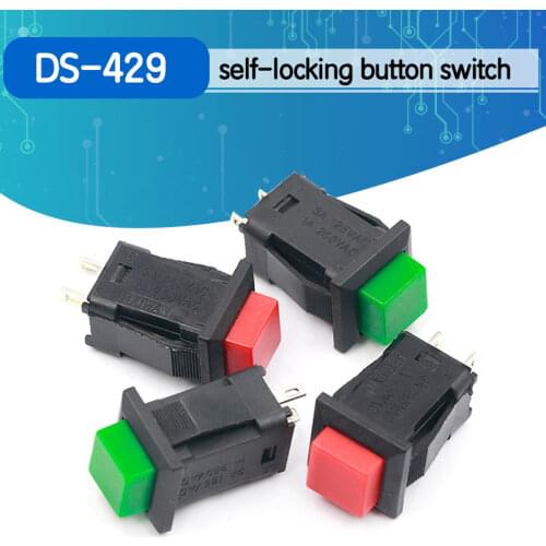 5pcs DS-429 Self-locking Button Switch 1A/250VAC Light Switch DIY Touch Switch