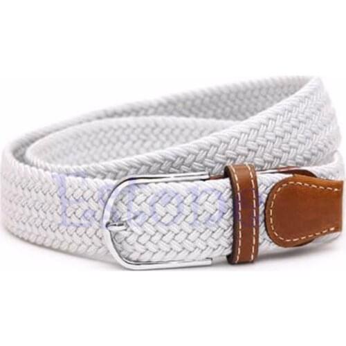 6 colors Fashion Men Stretch Belt Premium Leather Golf Wide Elastic Waistband