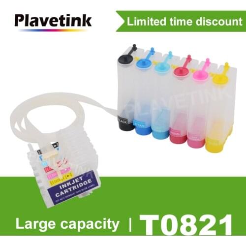 Plavetink T0821 CISS Ink Tank System For Epson Stylus Photo T50 R290 R295 R390 RX590 RX610 RX615 Printer With Reset Chip