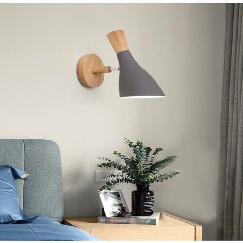 Macaron Solid Wood Bedroom Wall Lamp Modern Simple Background Wall Lamp Living Room Creative Aisle Bedside Lamp