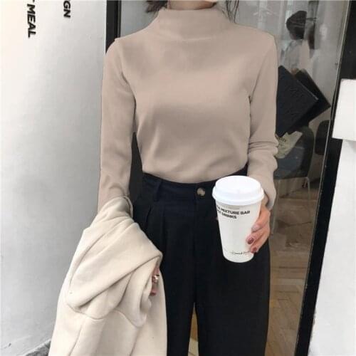 Jumper Winter Korean Sweaters Women Pullovers Autumn Solid Color Loose Long-sleeved T Shirt Female