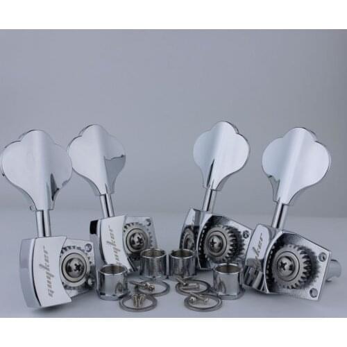 Guyker Bass Tuners 1:26 Ratio Open Gear Tuning Key Pegs Machine Head Replacement for Electric Jazz Guitar Bass Chrome