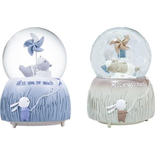 Crystal Ball Luminous Snow Globe Music Box Home Desktop Ornaments