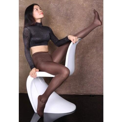 High Waist Ice Silk Pantyhose Sexy Tights Women Transparent Medias Collant Oil Glossy Shiny Trouser Thigh Highs Stocking Hosiery