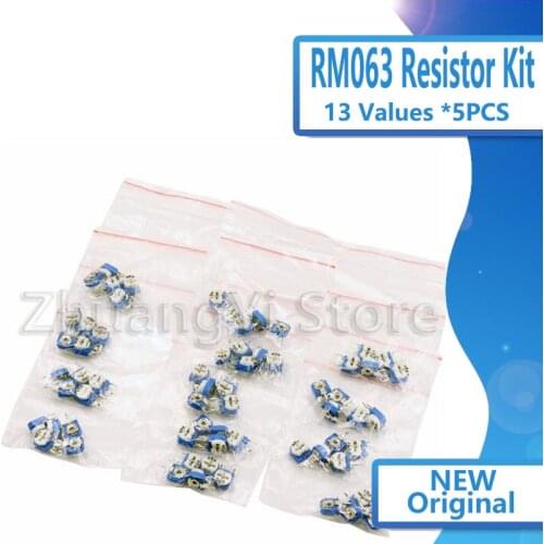 65pcs RM063 vertical blue white adjustable resistor kit 100 ohm -1M ohm 13 kinds * 5 PCS=65PCS