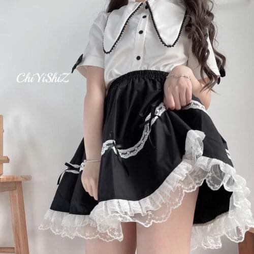 Summer Y2k Japanese Style Girl Skirt Cute Lacekorean Fashion Student Cake Elastic High Waist Sweet Fluffy Women Mini Skirts