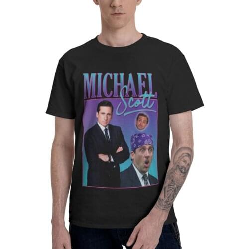 Michael Scott Tshirt Men Leisure Tee Tops 100% Cotton T Shirt Short Sleeve US The Office TV Show Dwight Schrute T-shirts Gift