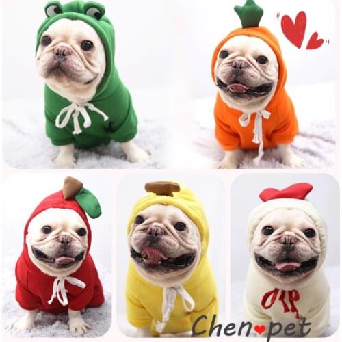 Cute Print Cartoon French Bulldog Small Dog Winter Warm Clothes Chihuahua Coat Pug Puppy Dog Hoodies Pet Perro Dogs Clothing