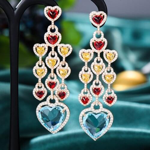 Missvikki Romantic Gorgeous Heart Pendant Earrings for Women Bridal Wedding Party Jewelry Bohemia Style Top Quality Accessories