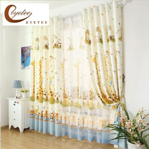{byetee} Cartoon Customize Childrens Bedroom Room Curtain Boys Giraffe Window Curtains for Kids Curtains for Bedroom