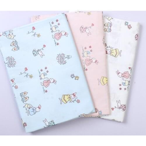 Cartoon rabbit pure cotton twill fabric baby bedding clothing curtain handmade cotton fabric
