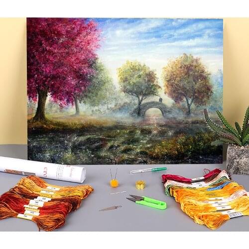 Natural Scenery Rendezvous Printed 11CT Cross-Stitch Embroidery Complete Kit DMC Threads Craft Handicraft Needlework Floss