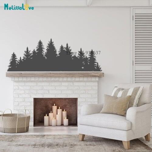 Pine Tree Forest Wall Decal Living Room Vinyl Sticker Woodland Home Decoration Gift Removable Vinyl Wallpaper BA756