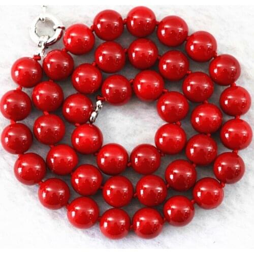 New red artificial coral stone 8mm 10mm 12mm 14mm round beads diy beautiful jewelry making chains rope necklace 18inch B1015