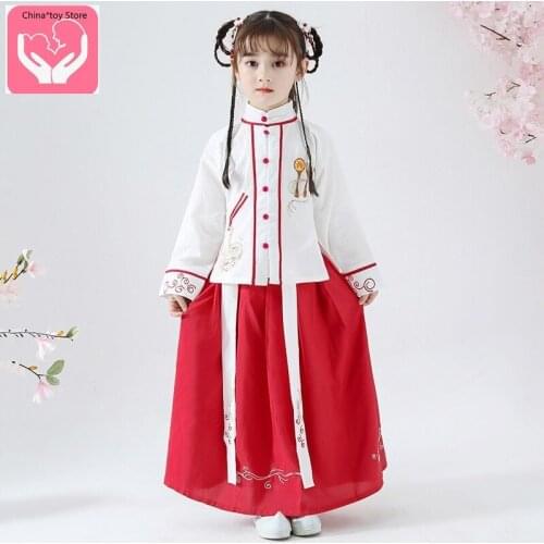 Little Girl Dresses Fairy Skirt Two-piece Spring Autumn Hanfu Children Party Costume Kids Formal Events Tangzhuang Performance