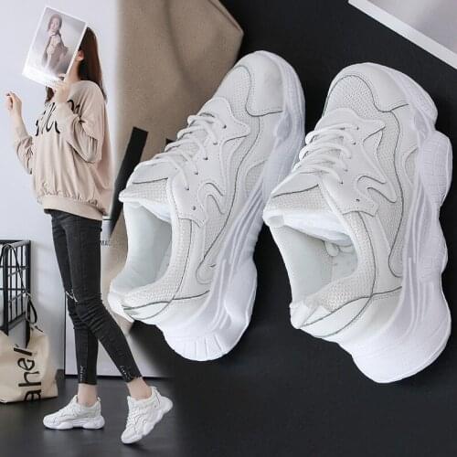 QWEDF Tleni Spring sneakers shoes 2019 New Womens Shoes Old Dad Shoes Womens Thick-soled sneakers Single Shoes CR-22
