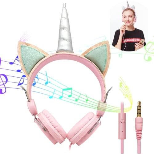 Cute Cartoon Unicorn Headphones Kids Girl Wired Headphones Computer Phone Gamer Music Earbuds Earphones For Samsung iPhone Gifts