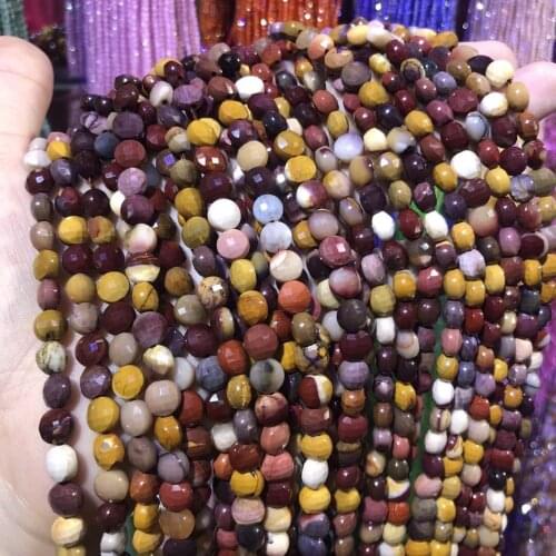 Oblate Cut Natural Stone Beads Yolk Stones Loose Stone Bead For Bracelet Necklace Jewelry Making DIY Size 6mm