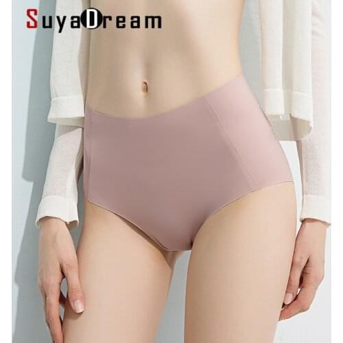 SuyaDream 3pcs/lot Women Panties Natural Silk Lining Seamless Briefs Health 2021 New Everyday wear Intimates Black Nude Pink