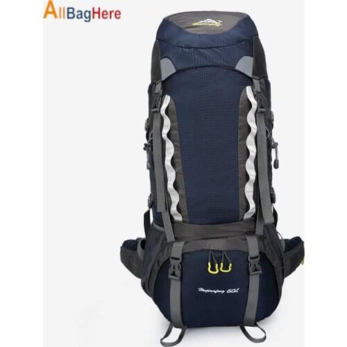 Outdoor 60L Tourist Backpack Hiking Travel Mountaineer Wear Resistant Backpacks Waterproof Nylon Trekking Camping Bags Men Women