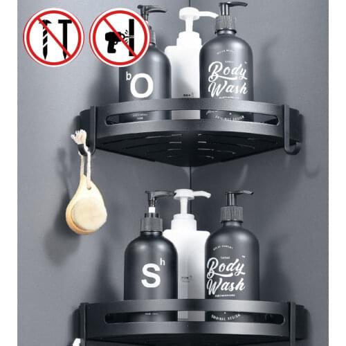 Corner Shelf Bathroom Wall Suction Frame Shampoo Holde Shelf Shower Easy Mounted Punching towel Rack Bathroom Accessories Bанная