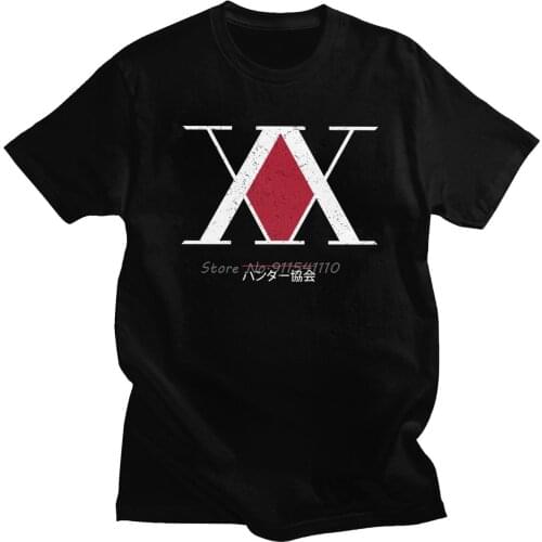 Vintage Hunter X Hunter Association T Shirt Men Short Sleeve Streetwear Japanese Anime Manga Hxh T-shirt 100% Cotton Tee Tops