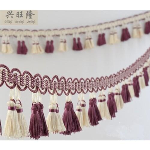 XWL 6M/Lot 8cm Width Double Color Curtain Lace Accessories Tassel Fringe Trim Ribbon DIY Sewing Home Cloth Sofa Wedding Decor