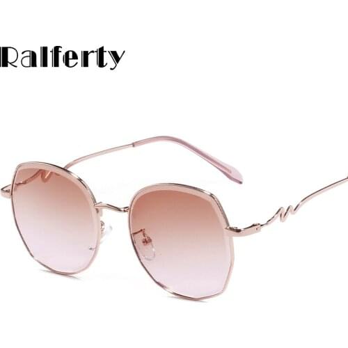 Ralferty Chic Sunglasses Women Anti UVA UVB Sun Glasses For Women Metal Frame Brown Gradient Shades Female Oculos W3001