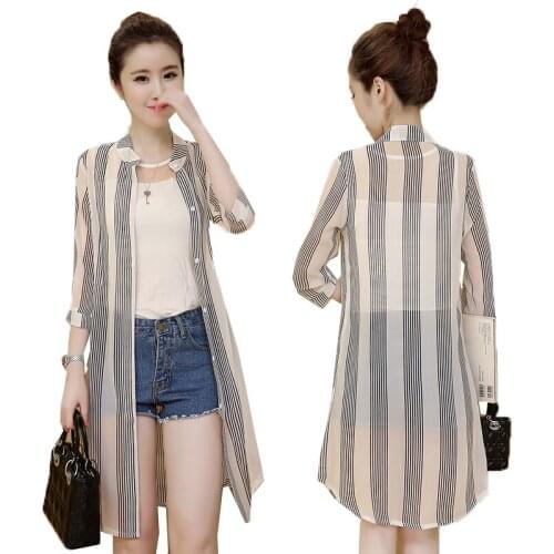 Summer Women Thin Coat Ladies Fashion Windbreaker Outerwear Long Sleeve Printing Single Breasted Jacket Sun Protection Clothing