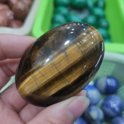 1pcs 6cm Natural Tiger Eye Crystal Palm Massage Therapy Polished Stone Healing Gift Natural Quartz Crystals