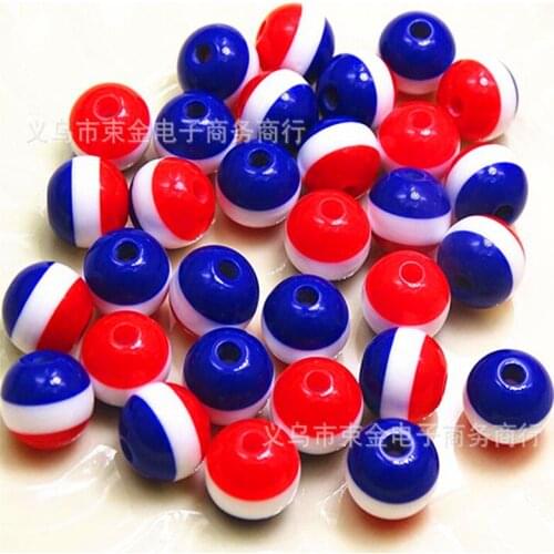 10mm acryl red white blue Beads with hole french acrylic bead handmade craft DIY accessories IH102
