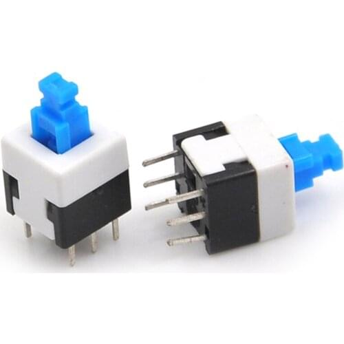 10PCS/Lot High Quality Electronic 8*8mm 6Pin Push Tactile Power Micro Switch Self Lock On/Off Button Latching Switch