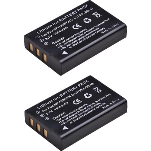 1800mAh Battery for Fujifilm NP-120 Pentax D-LI7 Ricoh DB-43 & FinePix 603 FinePix F10 F11 M603 Caplio 300G 400G G3 R330 RR10