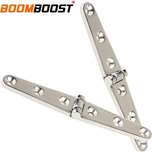 2 PCS/set 6 Inch Six Hole Hinges Replacement Strap Hinge Stainless Steel For Boat Marine Yacht