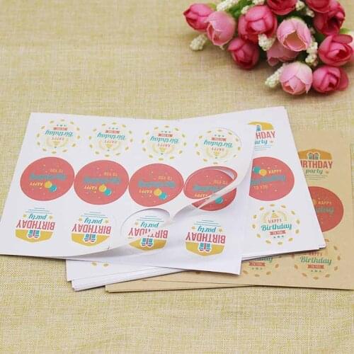 100pcs/lot New design 3cm Flower pattern Happy birthday and monthers day sticker label self adhesive label