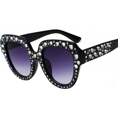 2018 Women Sunglasses Square Vintage Gradient Lense Sun Glasses for Female Sexy Luxury Diamond Sunglass UV400 Shades