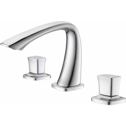 Free ship TI-PVD GOLD oR Chrome 8" Widespread Ceramic Valve Three Holes 3 Pcs lavatory Bathroom Sink Faucet Mixer tap luxury