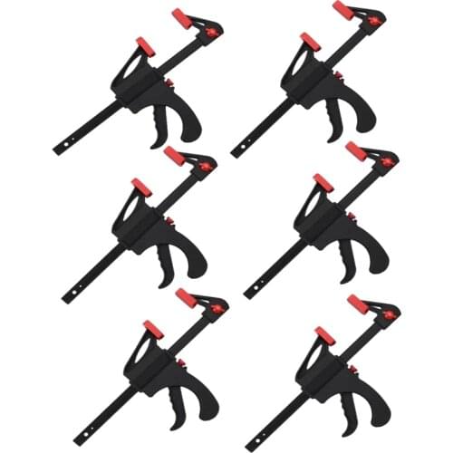 6 Pcs Quick Grip Clamps, 4 Inch Ratchet Bar Clamps One Hand Quick-Release Bar Clamp Tools for Wood Fast Easy Clamping