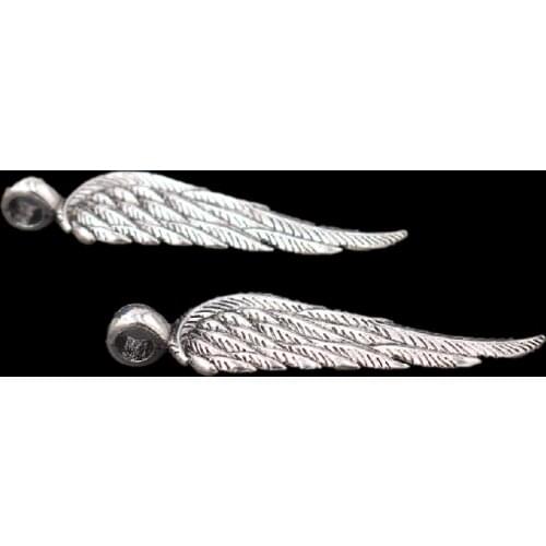 6pcs Silver Plated Eagle Wings Pendants DIY Charms Retro Necklace Earrings Jewelry Crafts Making-Brave and Fighting A2445